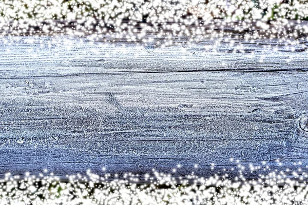 Natal fundo de madeira com neve. Vista com espaço de cópia . — Fotografia de Stock