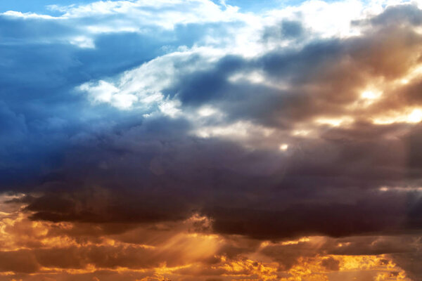 Dramatic sunset and sunrise sky with clouds