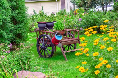 Süslü güzel bir bahçe. Bahçeyle ilgilenin..