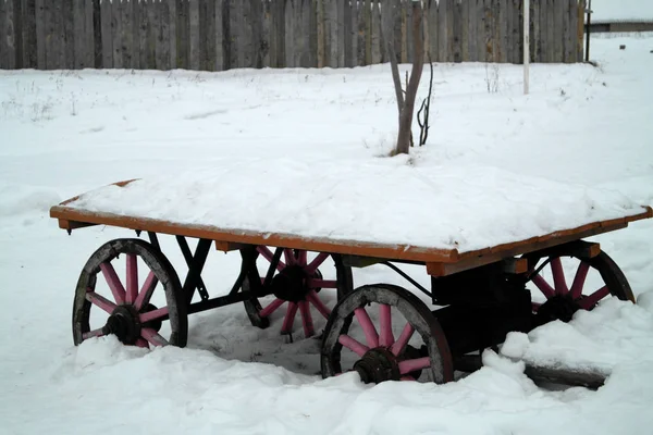 Cart Yard Filled Snow — Stock Photo, Image
