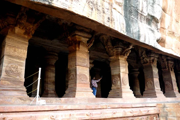 Monolitpelare Rocky Hinduiska Templet Kost Tillskott Det Statligt Karnataka Indien — Stockfoto