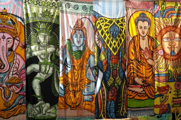 Képek Hindu Istenek Indiai Szövet — Stock Fotó