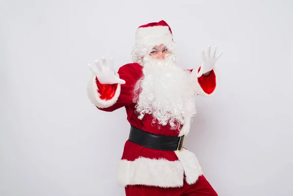 Feliz Navidad Santa Claus Dancing. Aislado sobre fondo blanco — Foto de Stock
