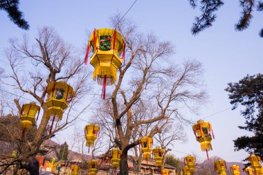 Açık havada yeni yıl kutlama Park Çin fener asılı