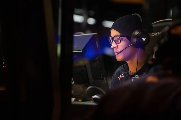 Saint Petersburg, Rusya - 28 Ekim 2017: Merkez üssü Counter Strike: küresel saldırgan cyber spor olay. Takım Sk Gaming: Taco Epitacio de Melo yakın portre Şampiyonası oyun sırasında
