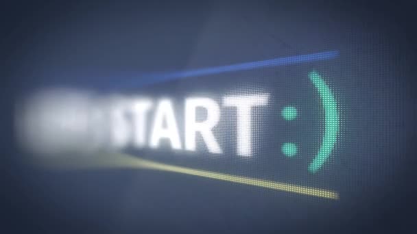 Introvideon. LCD-panel med skimrande inskriptionen "låter start". — Stockvideo
