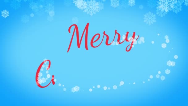 La congratulazione di Natale eseguita sullo sfondo dei fiocchi di neve cadenti . — Video Stock