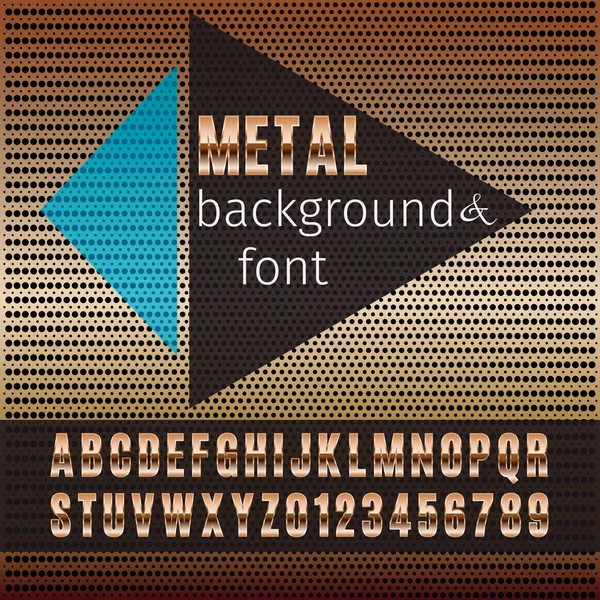Metallschrift und Hintergrund (Metallgitter). Vorlage für Design. — Stockvektor