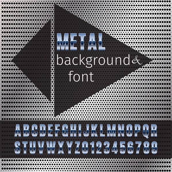 Металлический шрифт и фон (металлическая сетка). Шаблон для проектирования . — стоковый вектор