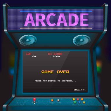 Retro Atari oyun makinesi. Vektör çizim.