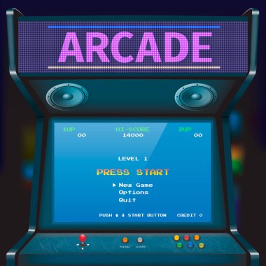 Retro Atari oyun makinesi. Vektör çizim.