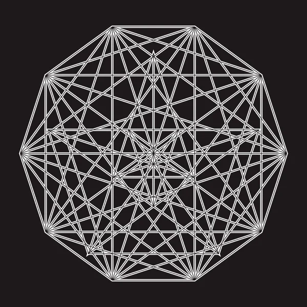 神秘的な幾何学。抽象的なベクトルの球。抽象的な幾何学的な図. — ストックベクタ