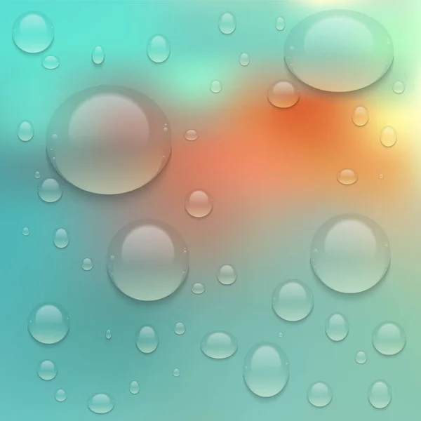 Реалистичные прозрачные капли воды. Векторный фон с каплями . — стоковый вектор