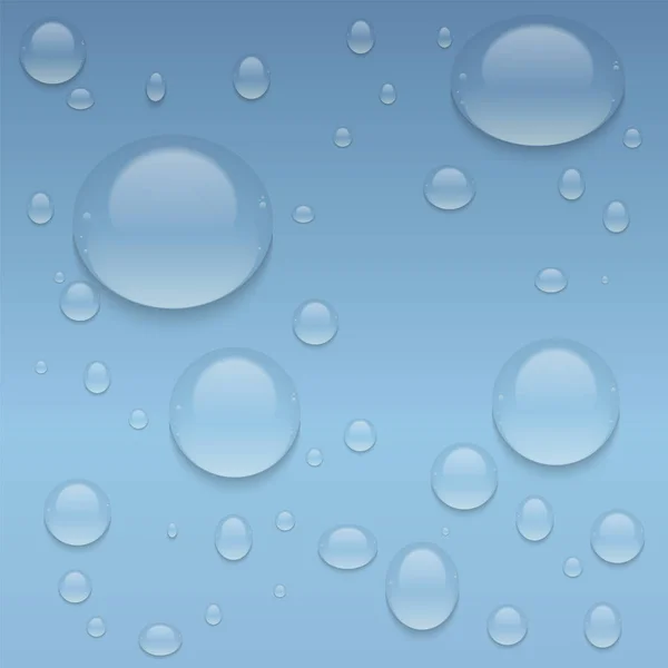 Realistische transparante waterdruppels. Vector achtergrond met druppels. — Stockvector