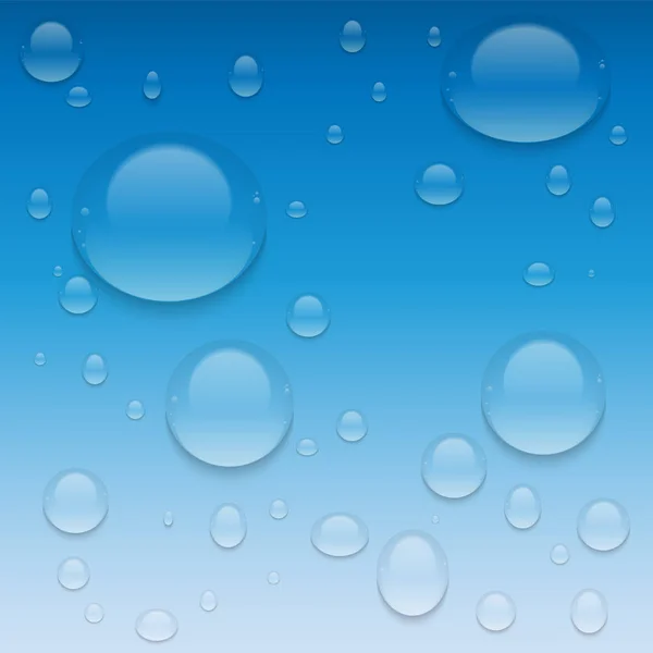 Realistische transparante waterdruppels. Vector achtergrond met druppels. — Stockvector