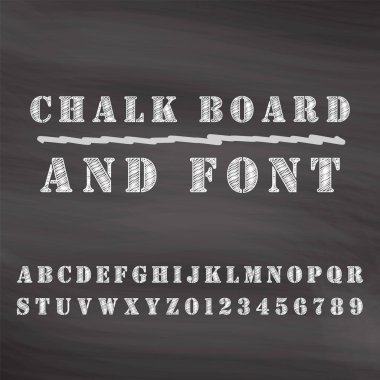 Vektör tebeşir yazı tipi ve tebeşir tahtası.