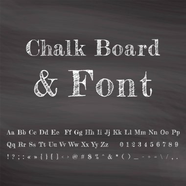 Vektör tebeşir yazı tipi ve tebeşir tahtası.