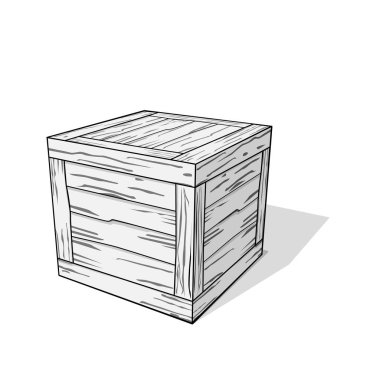 3d ahşap sandık karikatür tarzı içinde yürütülen. Yükleri ve bir tema şablonunda vektör.