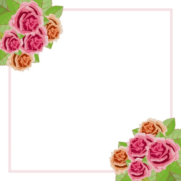 Cadre décoratif de roses. Fond de fleur vectoriel . — Image vectorielle