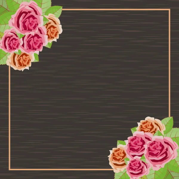 Cadre décoratif de roses. Fond de fleur vectoriel . — Image vectorielle