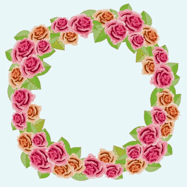 Decorative frame from roses. Vector flower background. — Stock Vector