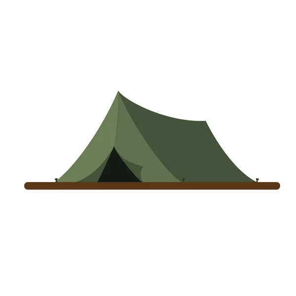 孤立在白色背景上的绿色旅游帐篷。矢量图. — 图库矢量图片