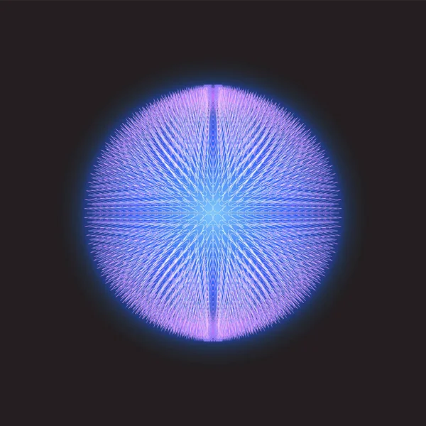 Esfera fibrosa brillante. Fondo abstracto vectorial hecho en estilo 80 . — Archivo Imágenes Vectoriales