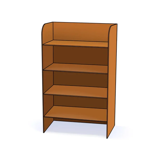 Armoire en bois vide avec étagères. Armoire de bureau simple. Illustration vectorielle . — Image vectorielle