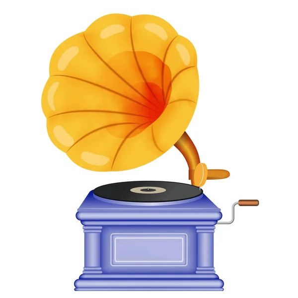 Vieux gramophone rétro. Phonographe sur fond blanc. Musique, symbole de nostalgie. Illustration vectorielle vintage . — Image vectorielle
