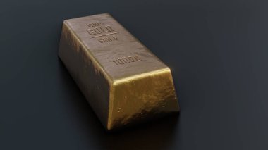 Koyu arkaplanda altın külçeler. 3d hazırlayıcı.