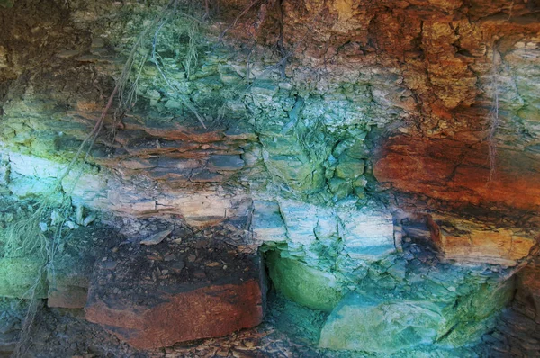 Grunge arka plan doku kahverengi kil, sarı, mavi, kirli paslı 