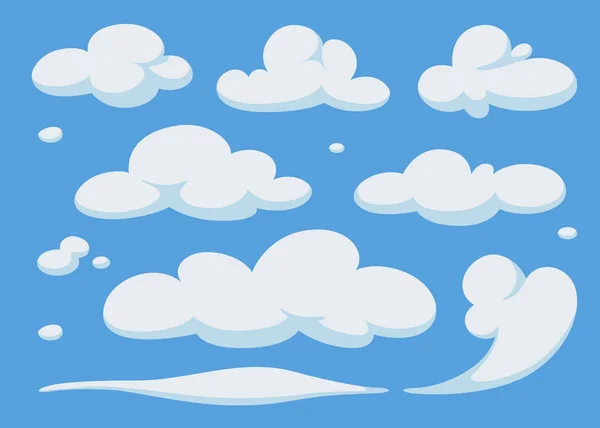 Set of cartoon clouds on blue sky. Background. — Stock Photo, Image