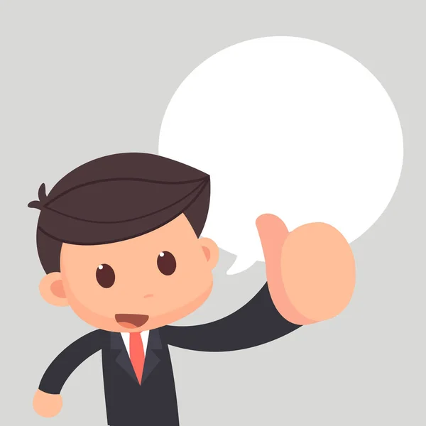 Business man show thumb up with balloon text. — Stock Photo, Image