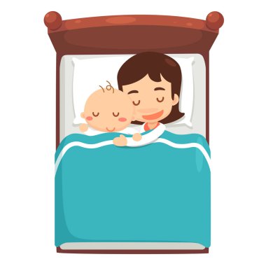 Anne ve bebek yatakta yatıyor musun.