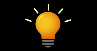 Siyah arka plan üzerinde ampul. Fikir açılır. Düşünme. Aydınlatma elektrik lambası.