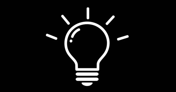 Light Bulb on black background. Idea pop-up. Thinking. Lighting Electric lamp. Light Bulb in line style. — Stock Video