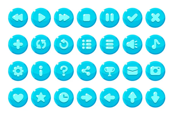 Σύνολο κουμπιών για παιχνίδια, εφαρμογές και ιστοσελίδες. Χαριτωμένα κινούμενα σχέδια σχεδιασμό κουμπιά. — Φωτογραφία Αρχείου