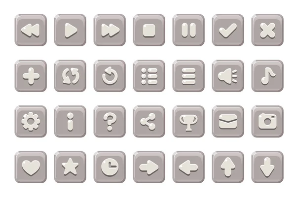 Σύνολο κουμπιών για παιχνίδια, εφαρμογές και ιστοσελίδες. Χαριτωμένα κινούμενα σχέδια σχεδιασμό κουμπιά. — Φωτογραφία Αρχείου