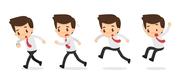 Set of Businessman character in actions. hurrying. — Stock Photo, Image