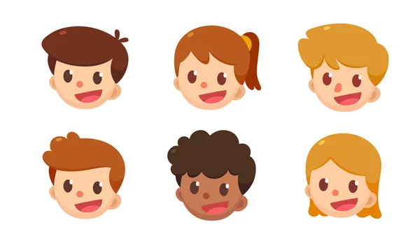Set di avatar dei cartoni animati. Ragazzi e ragazze carini in diversi stili . — Foto Stock