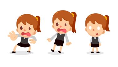 Eylemler küçük iş kadın karakter kümesi. Şok.