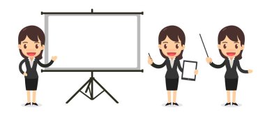 Eylemler iş kadın karakter kümesi. Tanıtım projesi.