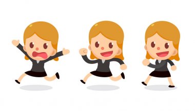 Eylemler küçük iş kadın karakter kümesi. Toz ol.