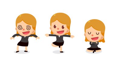 Eylemler küçük iş kadın karakter kümesi. Karışık.