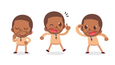 Eylemler küçük siyah işadamı karakter kümesi. İyi fikir.