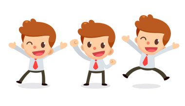 Eylemler küçük işadamı karakter kümesi. Mutlu.