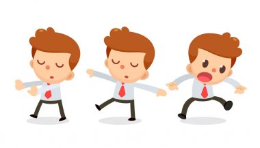 Eylemlerdeki işadamı karakter kümesi. Daydream.