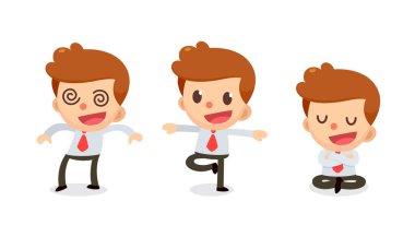 Eylemlerdeki işadamı karakter kümesi. Uyuşma işadamı. Sersemleme. 