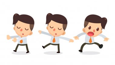 Eylemlerdeki işadamı karakter kümesi. Bir hayal olan bir adam.