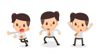 Eylemler küçük işadamı karakter kümesi. Bir şey korkuyor.